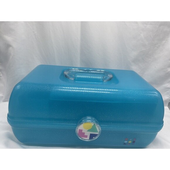 Caboodles RARE Blue Sparkle On The Go Girl Classic Cosmetic Makeup Travel Case - Picture 8 of 16
